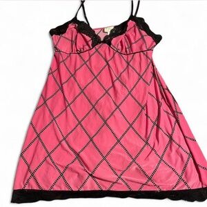 Pink and Black Lace Slip Dress